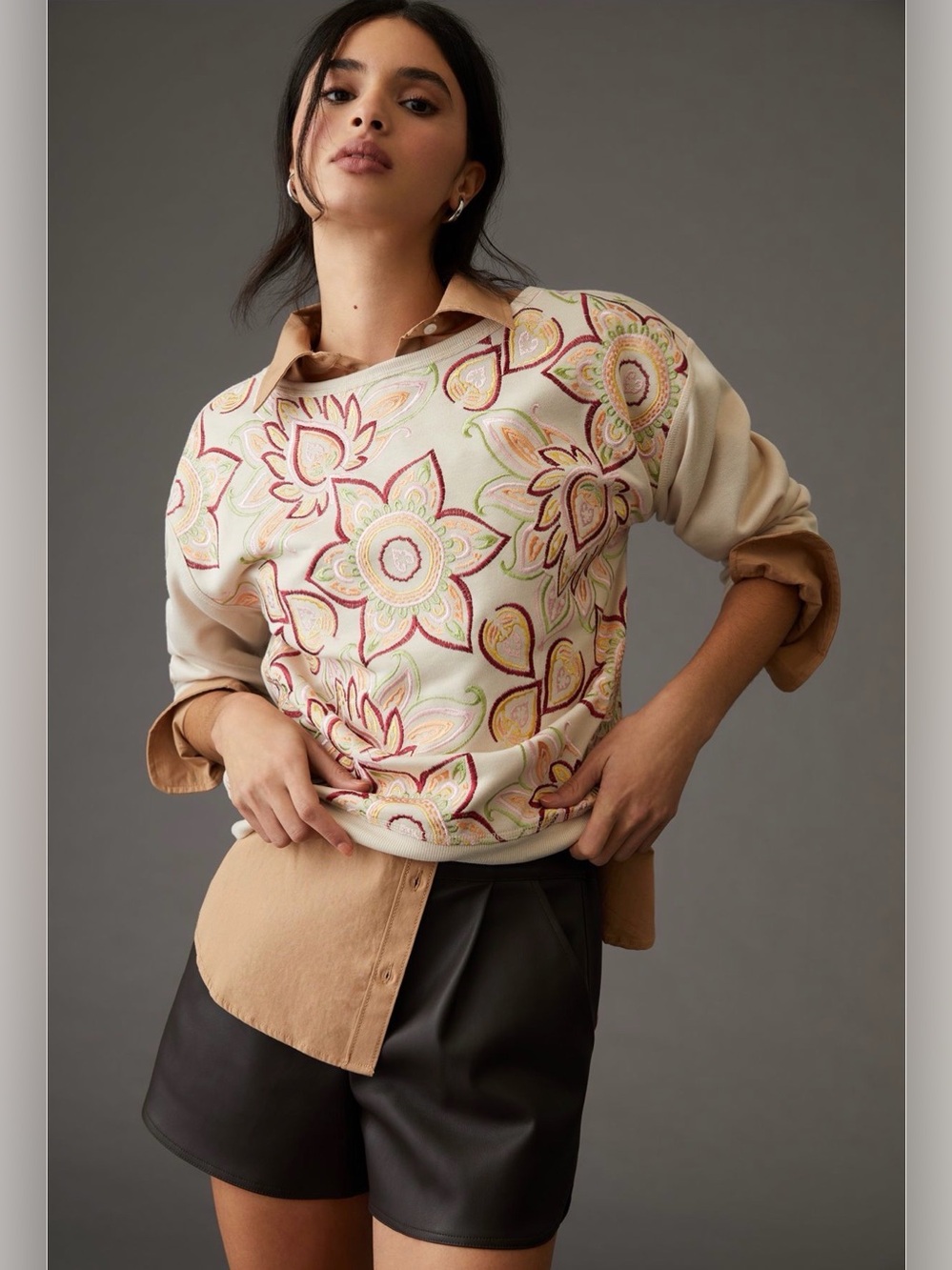 Tiny x Anthropologie Helena Embroidered Pullover - size medium